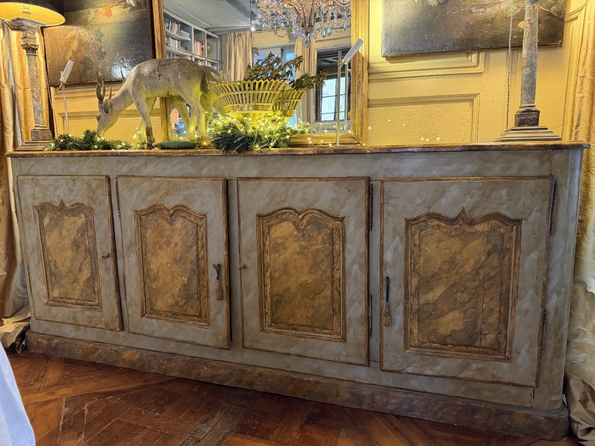 Enfilade à 4 portes peinte Sud de la France ) 18 ème ( dos rapporté et profondeur réduite )