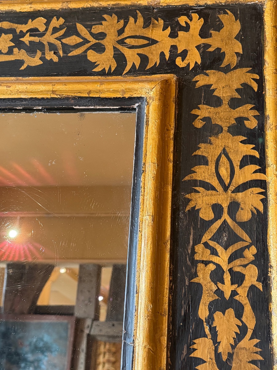 Grand cadre italien 18 ème ( Arte povera ) avec miroir au mercure-photo-2