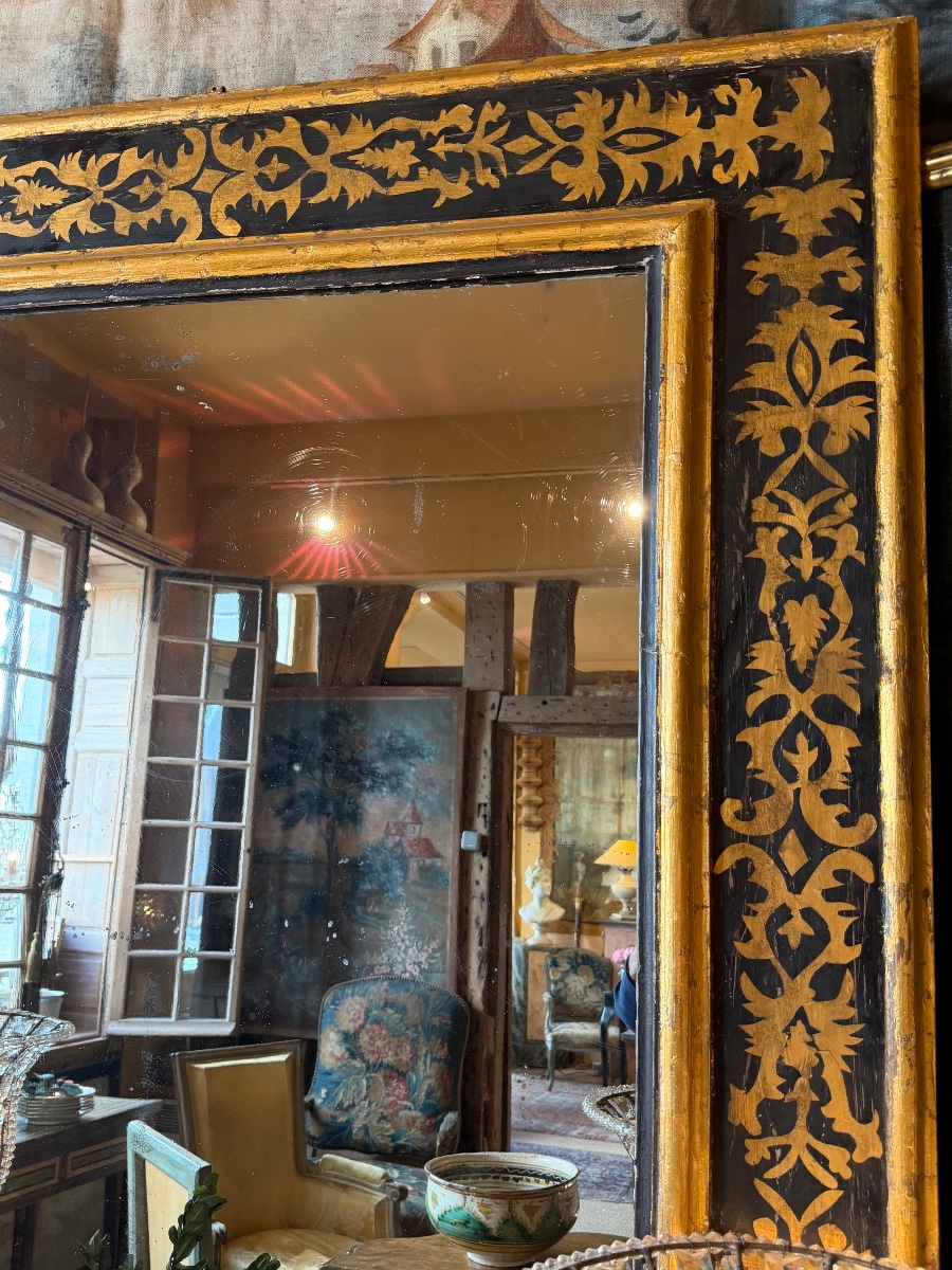 Grand cadre italien 18 ème ( Arte povera ) avec miroir au mercure-photo-3