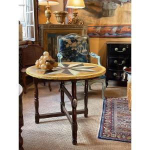 XVIIth Folding Vineyard Table (decor On The More Recent Tray)