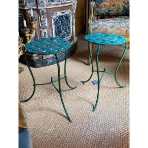 Pair Of Garden Stools In Iron End XIX