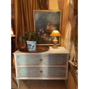 Painted Commode Opening On 2 19th Century Drawers