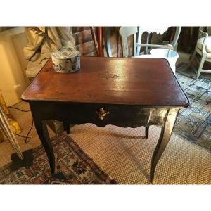 Small Black Lacquered Flying Table With A Drawer From XV Period