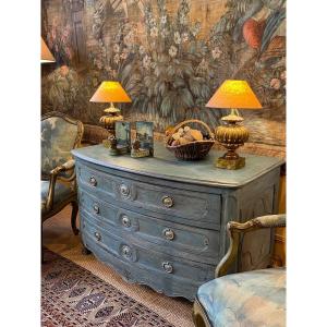 18th Commode With Arched Front Opening Onto 3 Painted Drawers (aix En Provence)