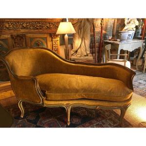 Divano Letto 19th Century Painted (complete Renovation Of The Trim And Old Gold Velvet Fabrics)