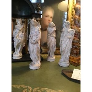 Suite Of 4 Statuettes In Workshop Plaster Representing The 4 Seasons From The Late 19th Century 