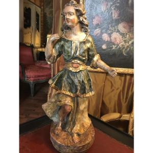 Personnage En Bois Sculpté Polychrome ( Centurion ? ).   XVIII ème Europe Du Nord 