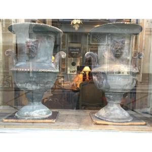 Paire de vasques en terre cuite fin XIX ème ( belle patine )
