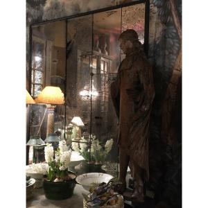 Grand miroir ( assemblage de fragments de miroirs anciens sertis d’écoinçons ) XX ème