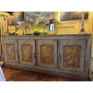 Enfilade à 4 portes peinte Sud de la France ) 18 ème ( dos rapporté et profondeur réduite )