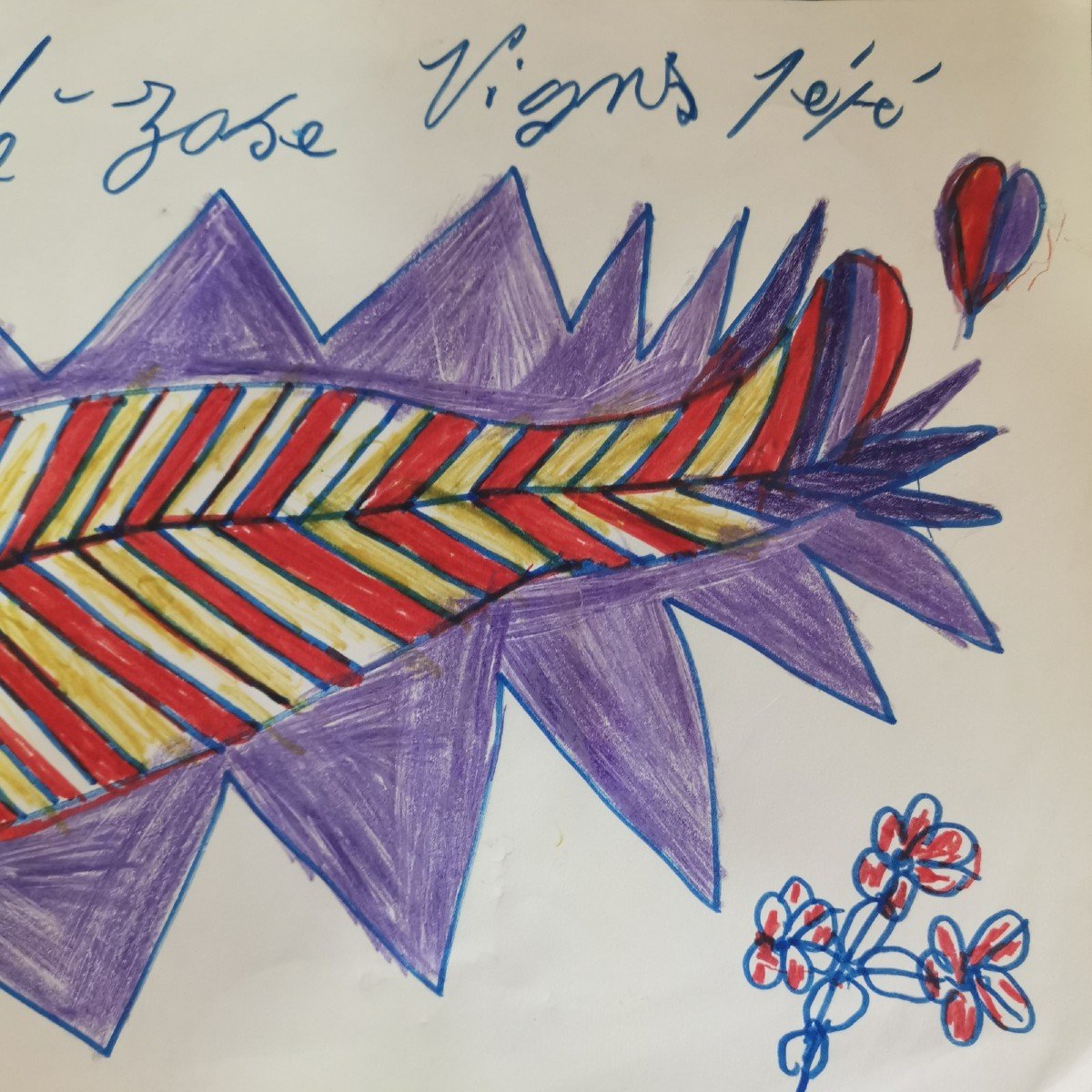 Pépé Vignes, Fish Drawing With Colored Pencils (1989)-photo-4
