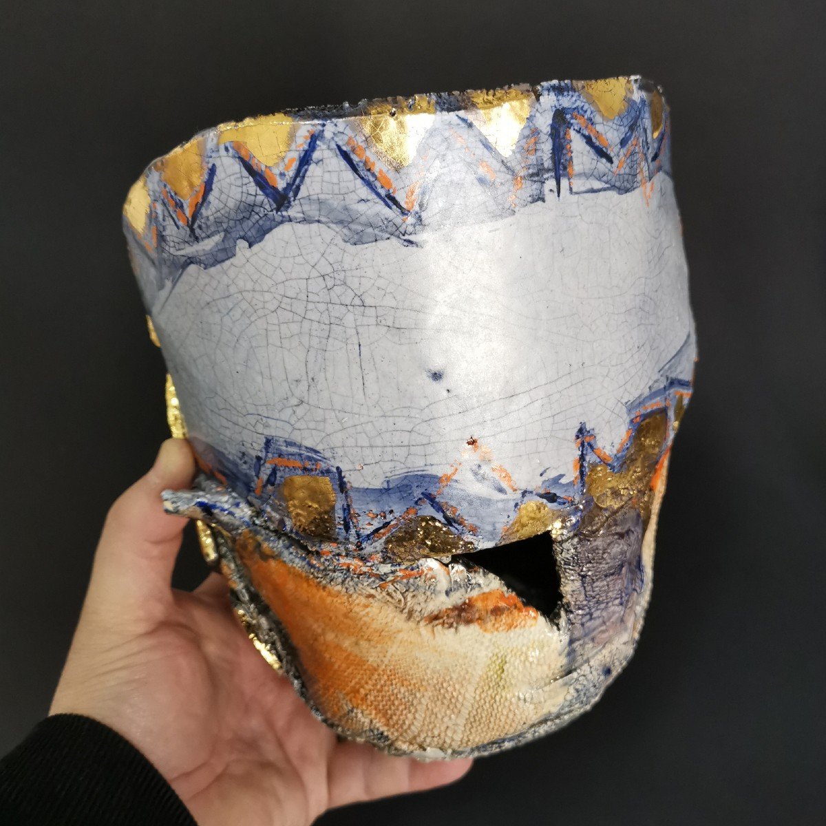 Gérard Leclercq, Asymmetrical Ceramic Vase From Roanne, H: 23 Cm-photo-8