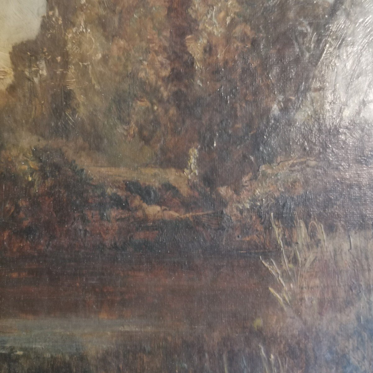 François-auguste Ravier, Riverside Landscape (oil)-photo-3