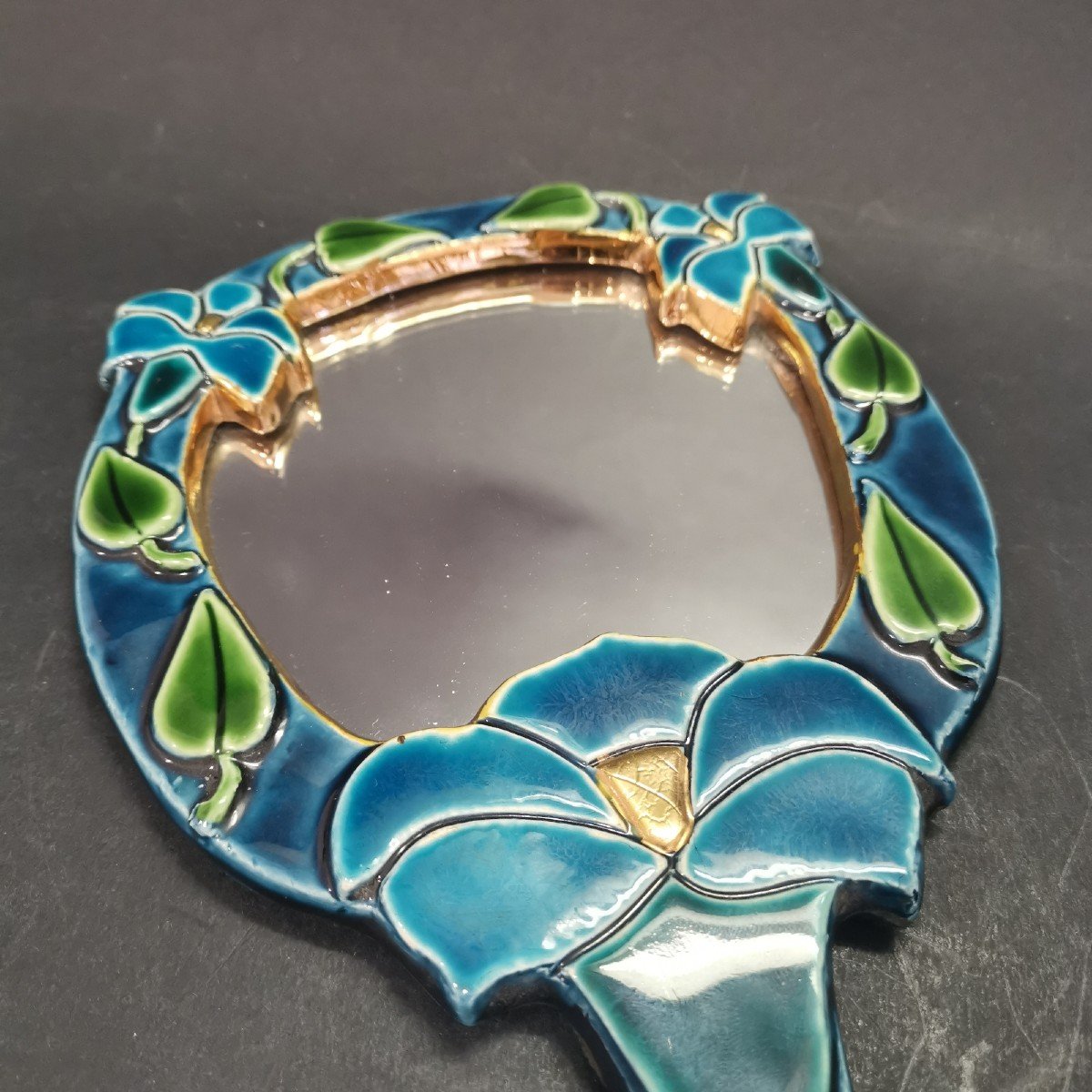 Mithé Espelt Ceramic Flower Mirror Design 1960.-photo-3