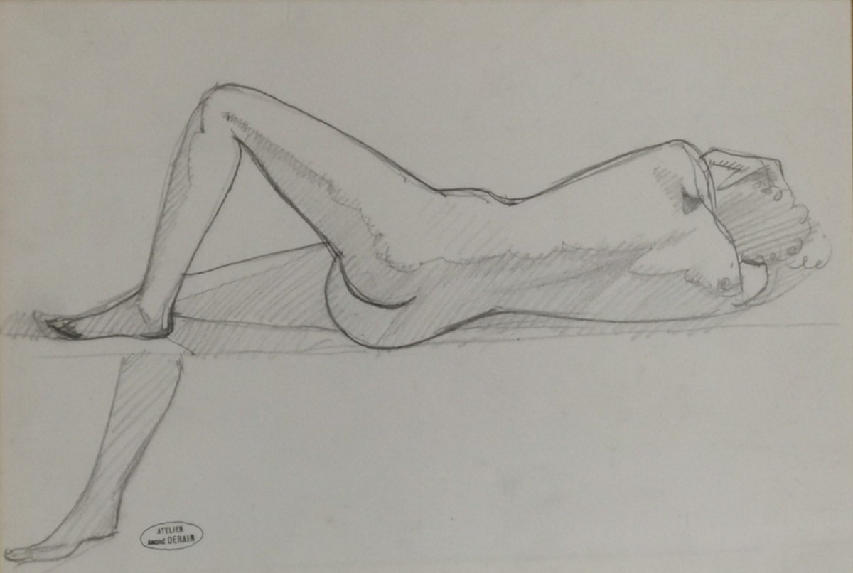Drawing Of Reclining Nude By André Derain (atelier Stamp)-photo-2