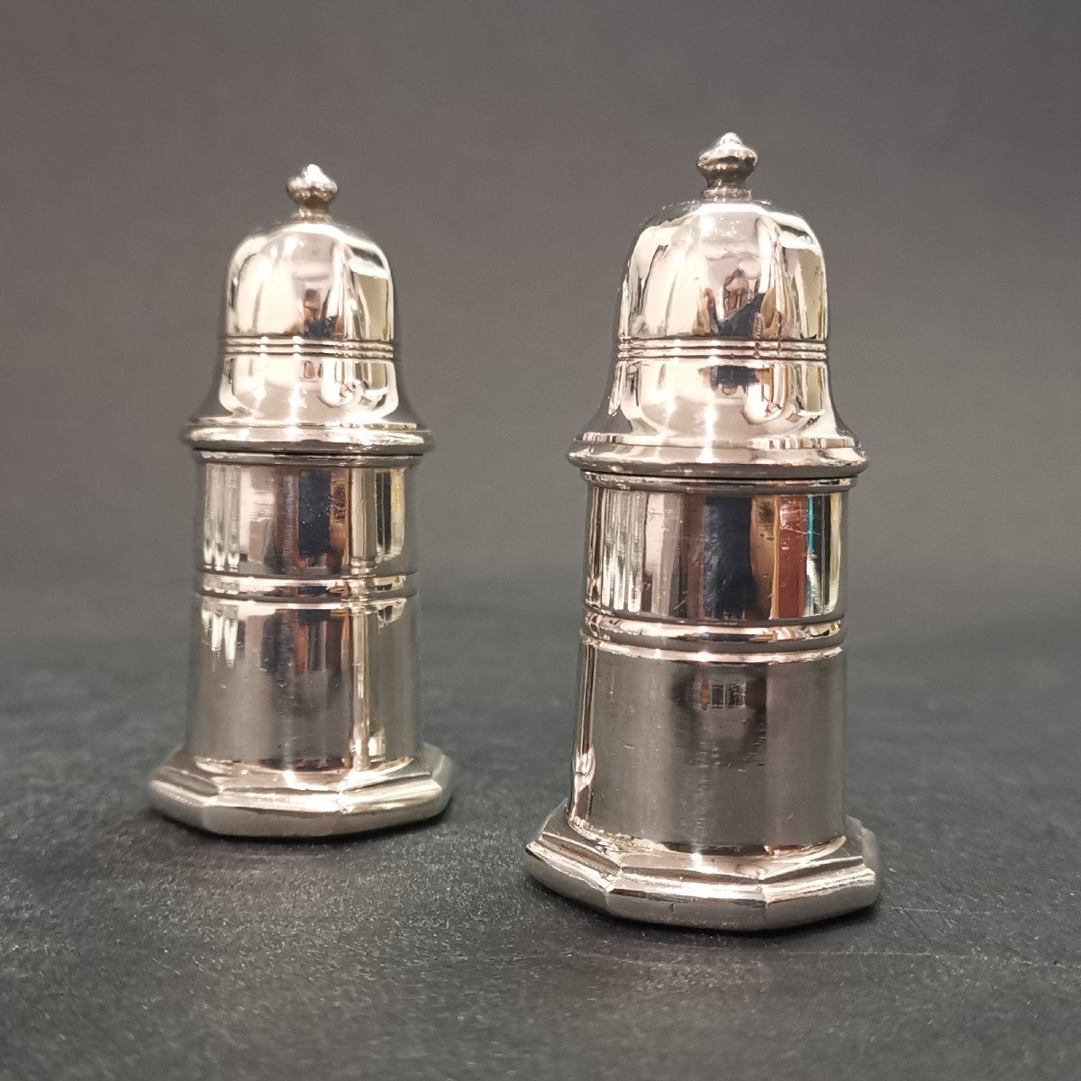 Christofle, Silver Metal Salt And Pepper Shakers, 1960s-photo-4