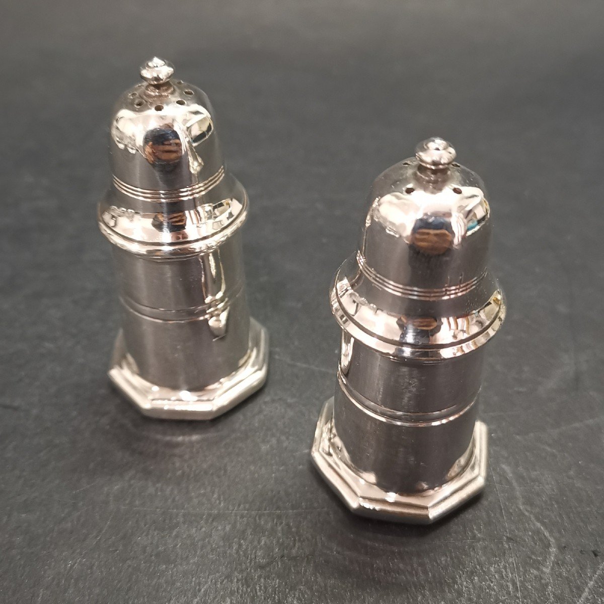 Christofle, Silver Metal Salt And Pepper Shakers, 1960s-photo-1