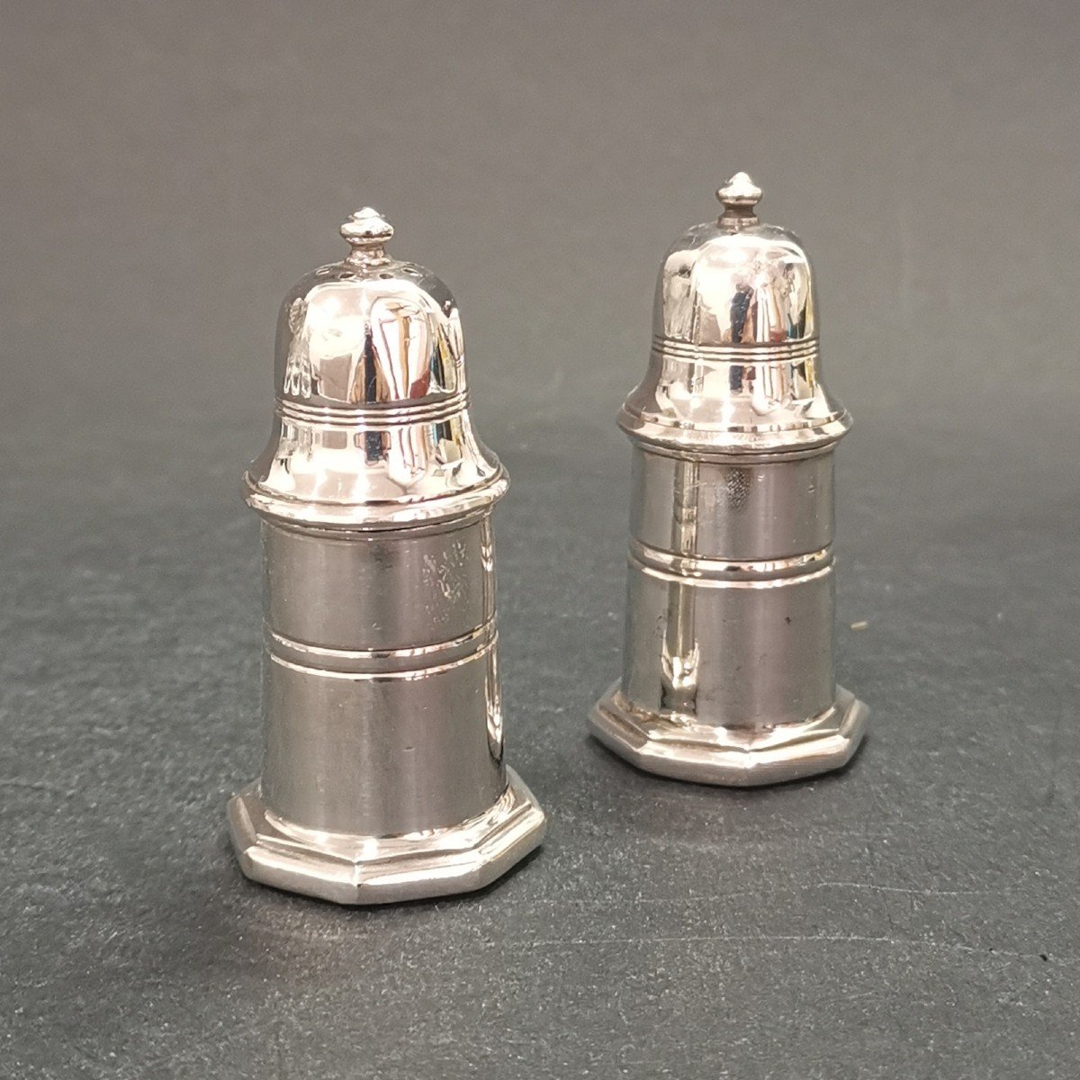 Christofle, Silver Metal Salt And Pepper Shakers, 1960s