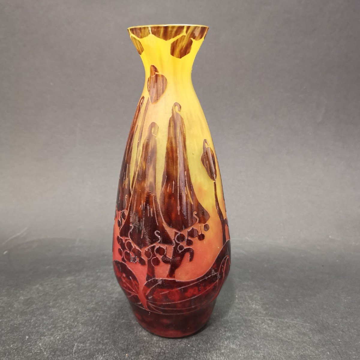French Glass, Soliflore Vase Decorated With Bellflowers