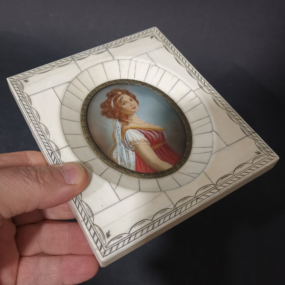 Painted Miniature, Portrait Of Queen Louise Of Prussia. 19th Century-photo-2