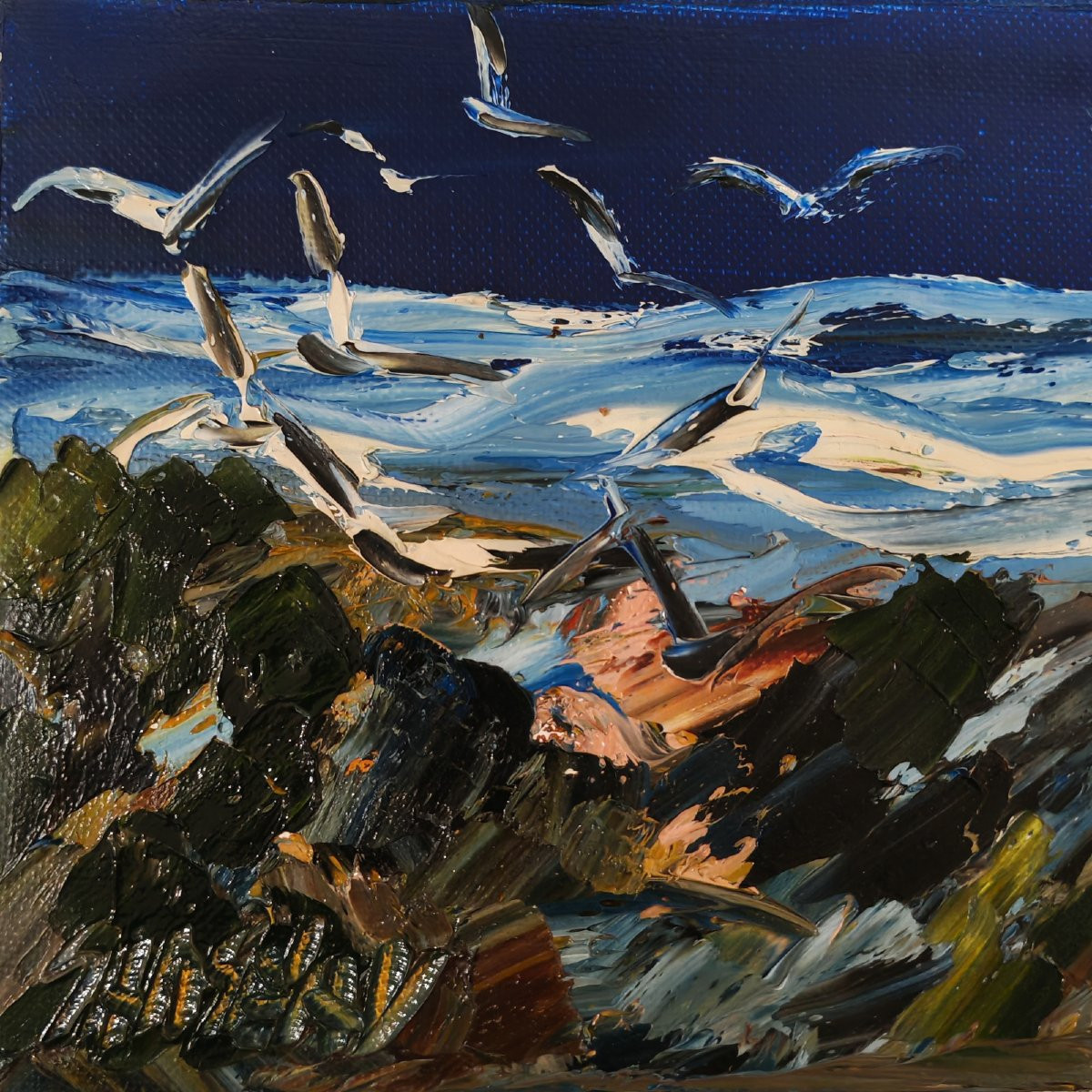 Christian SANSEAU (1952), Marin en ciré jaune face à la mer-photo-3