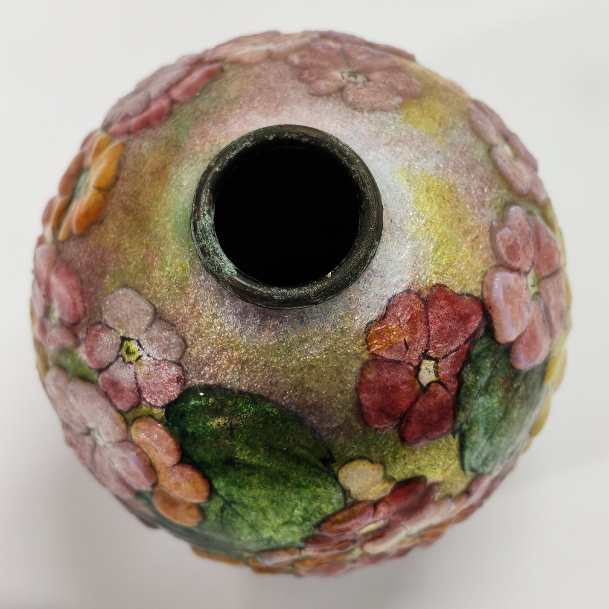 Camille Fauré, vase en émaux de limoges à décor de fleurs-photo-8
