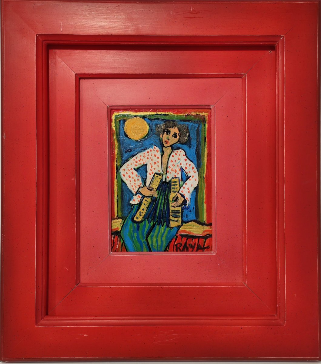 Raya Sorkine, accordéoniste au clair de lune (huile sur toile, 1F)-photo-2