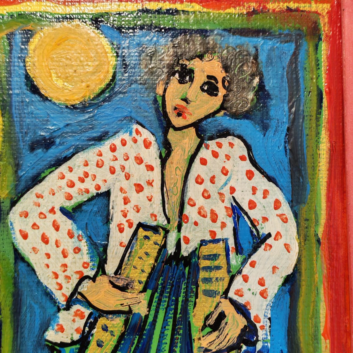 Raya Sorkine, accordéoniste au clair de lune (huile sur toile, 1F)-photo-1