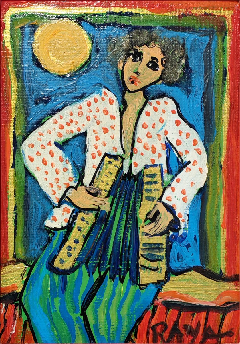 Raya Sorkine, accordéoniste au clair de lune (huile sur toile, 1F)
