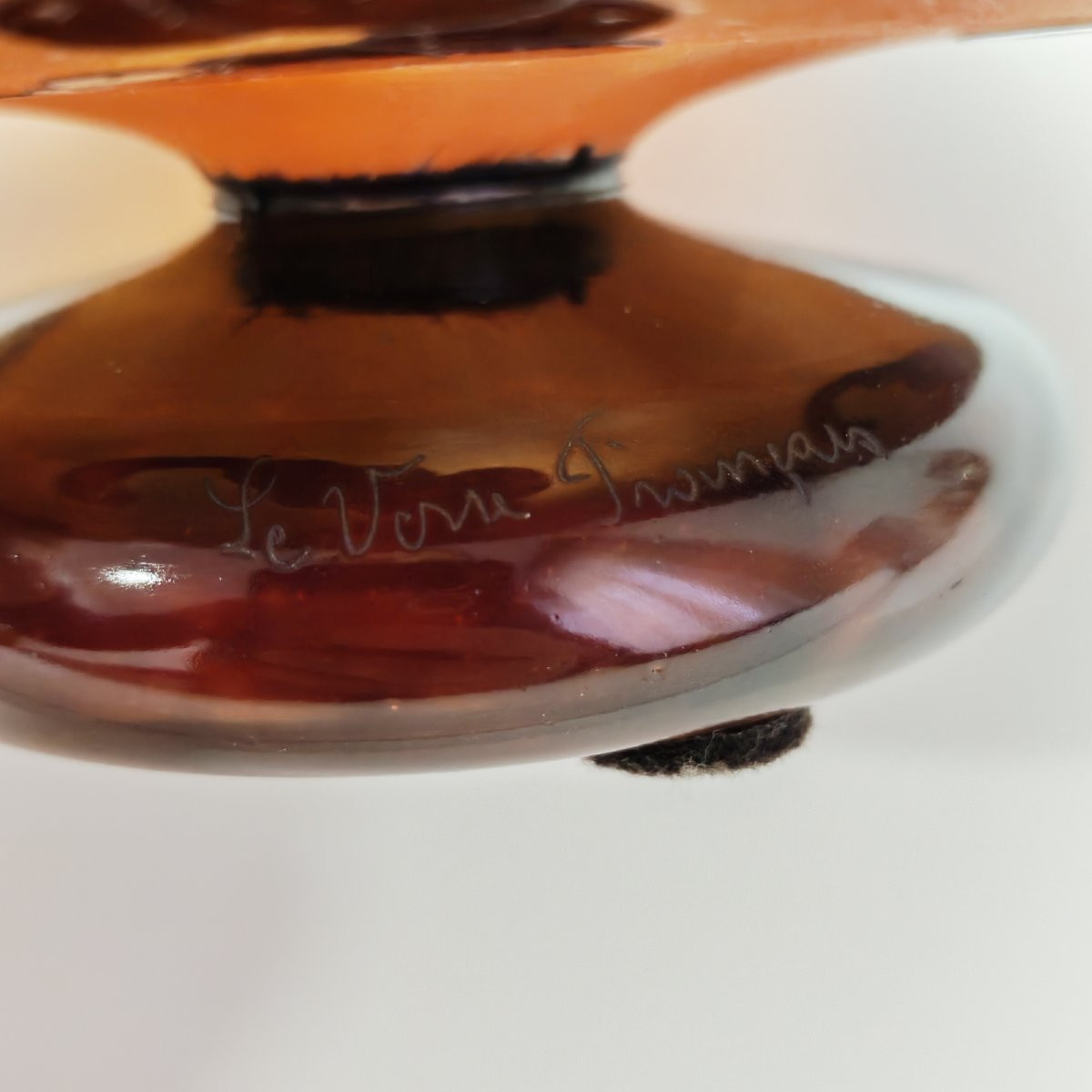 Charles Schneider, Le Verre Français, coupe sur pied décor "Perlières"-photo-3