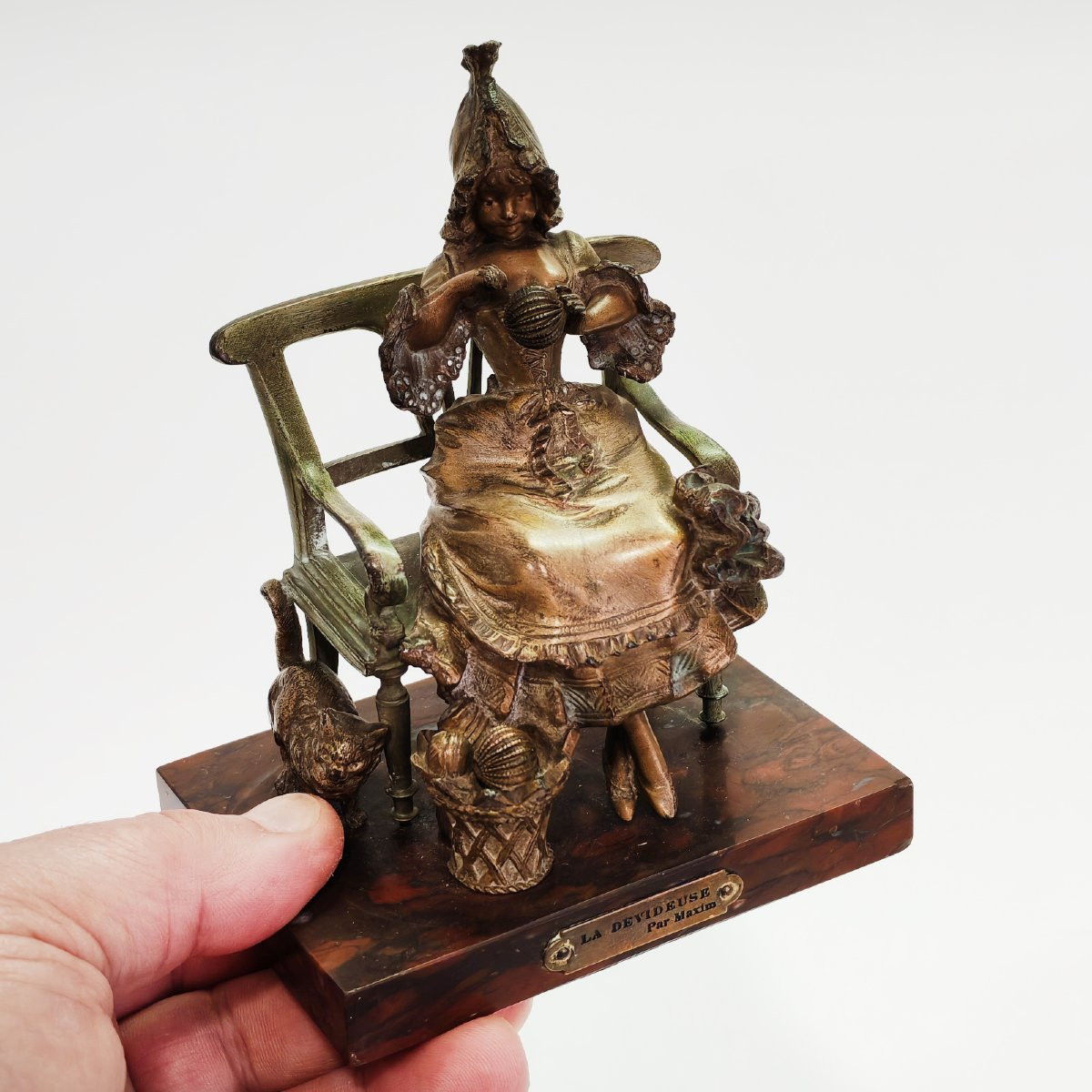 Georges Maxim (1885-1940), "the Spinner", Bronze Sculpture-photo-4