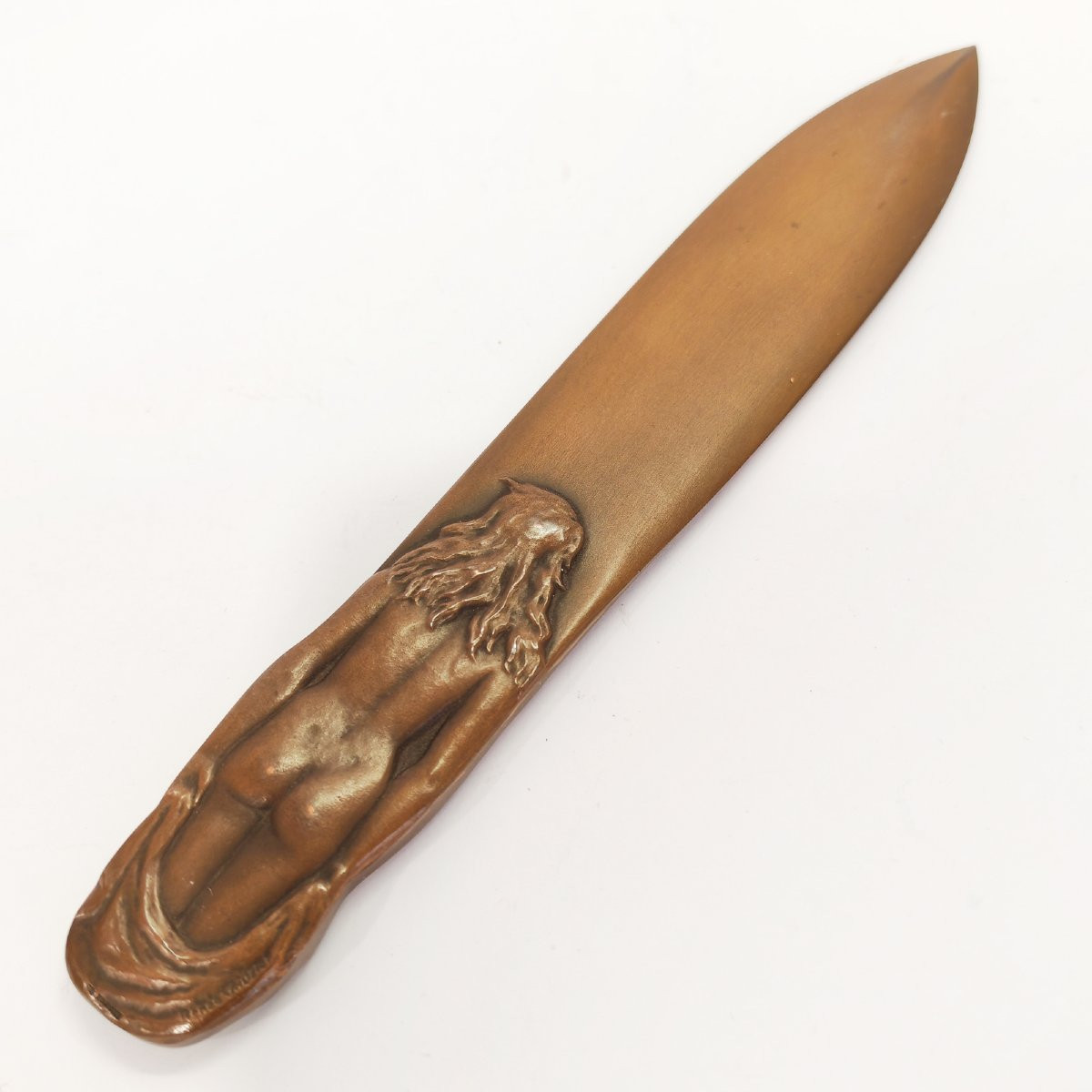 Art-déco Paper Cup, In Bronze Signed Renée Vautier-photo-3