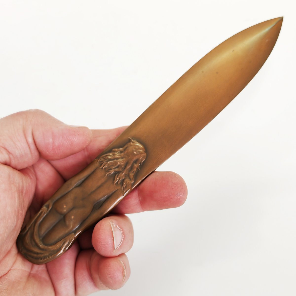 Art-déco Paper Cup, In Bronze Signed Renée Vautier-photo-4