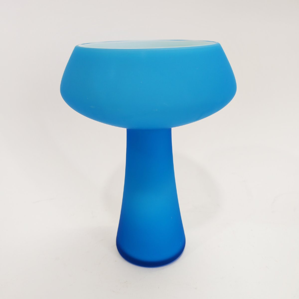 Vase coupe Carlo Moretti Murano bleu satiné-photo-2