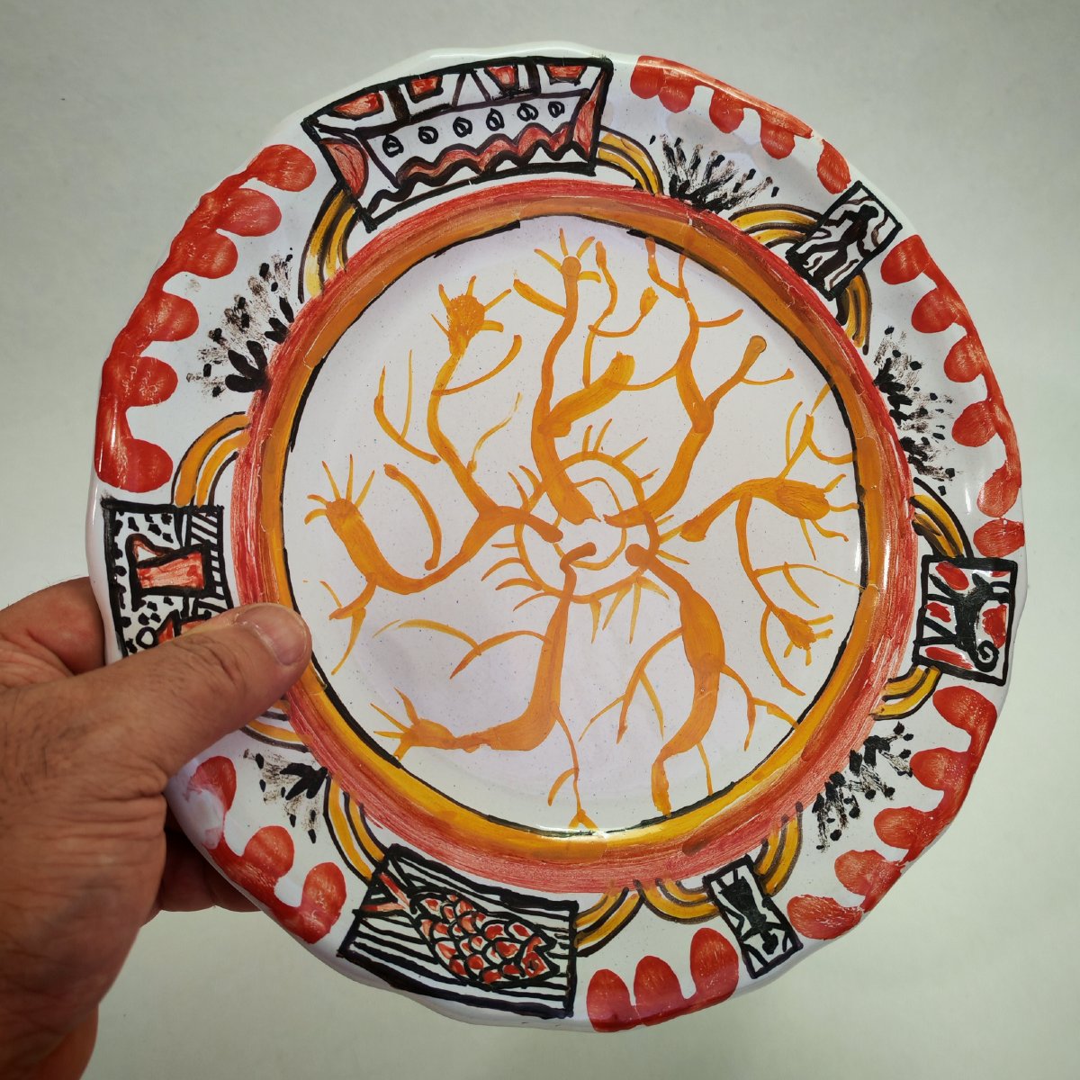 Mario Chichorro (1932-2023) – Assiette originale en faïence peinte – Leclercq & Lardin Roanne-photo-3