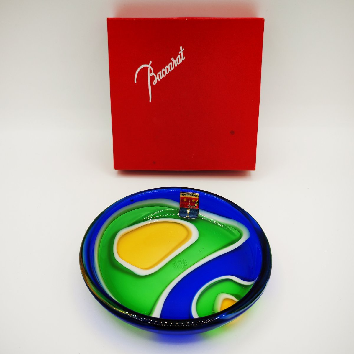 Baccarat France – Polychrome Crystal Bowl / Trays – With Box-photo-2
