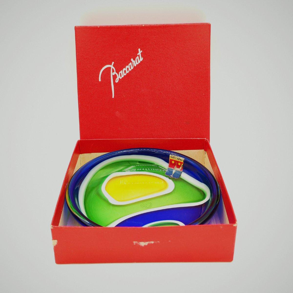 Baccarat France – Polychrome Crystal Bowl / Trays – With Box-photo-2