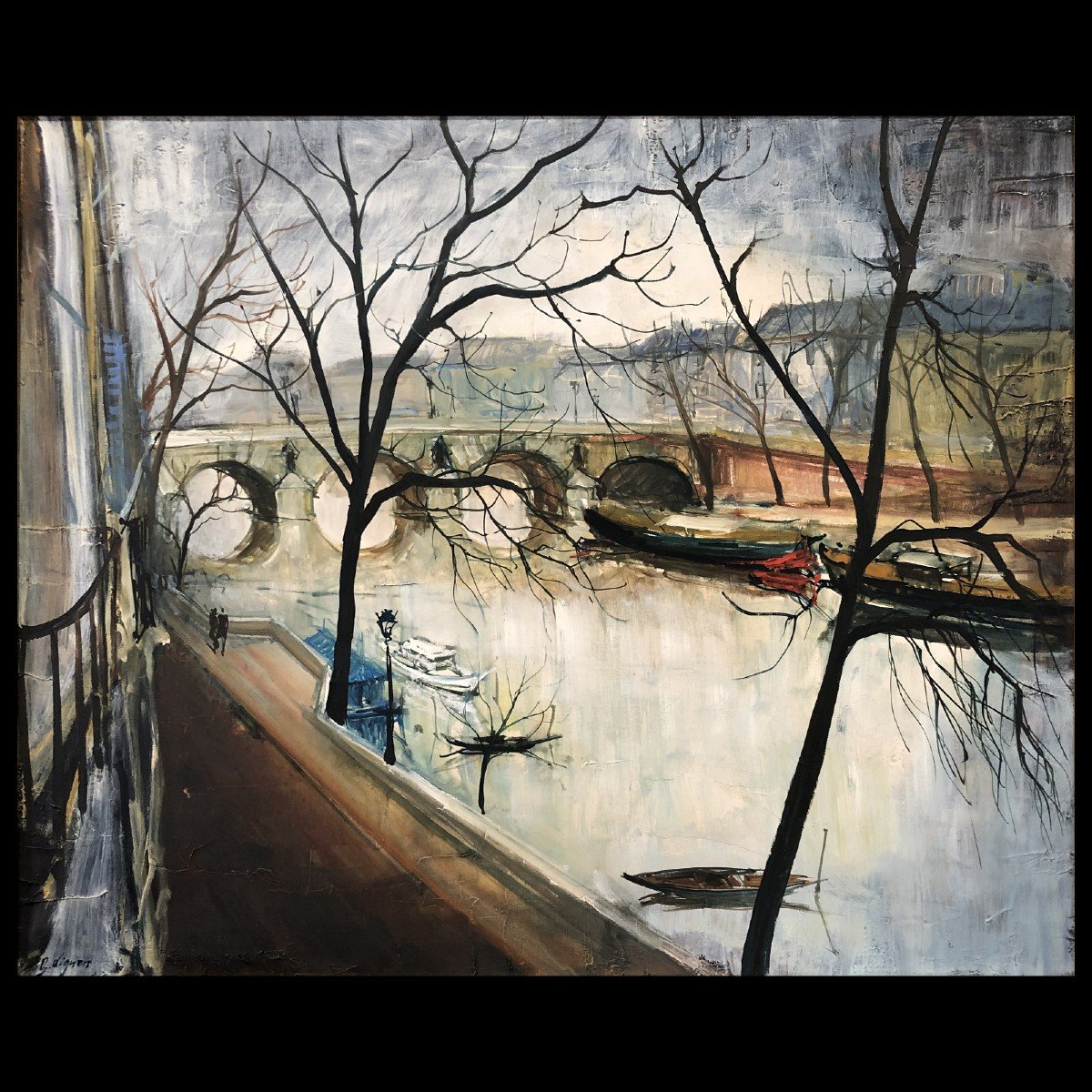 Bernard Lignon, « Paysage Animé Sur Les Quais De Seine »-photo-2