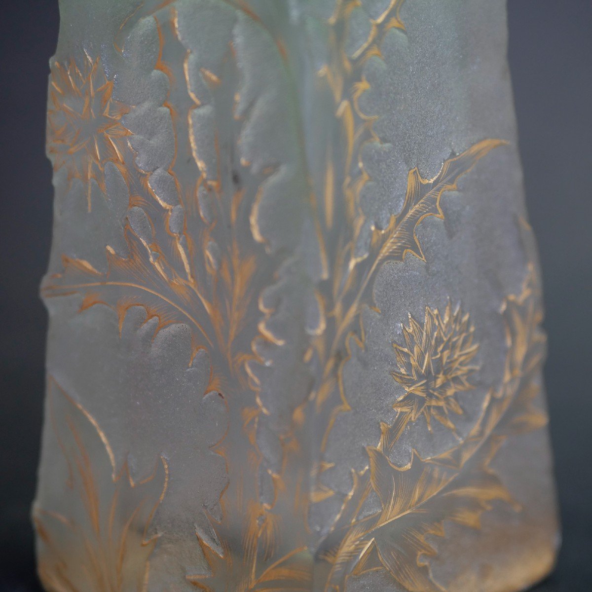 Daum Nancy, Quadrangular Vase Of Square Section, Decorated With Thistles-photo-6