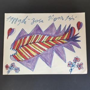 Pépé Vignes, Dessin De Poisson Aux Crayons De Couleurs (1989)