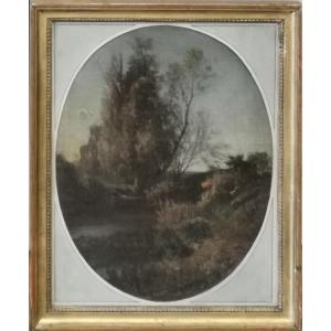 François-auguste Ravier, Paysage De Bord De Rivière (huile)