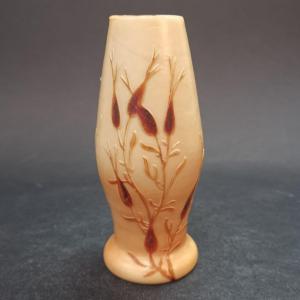 Legras, Vase En Verre Multicouches à Décor d'Algues