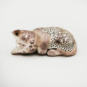 Christofle – Chat couché en métal argenté, collection « Lumière »