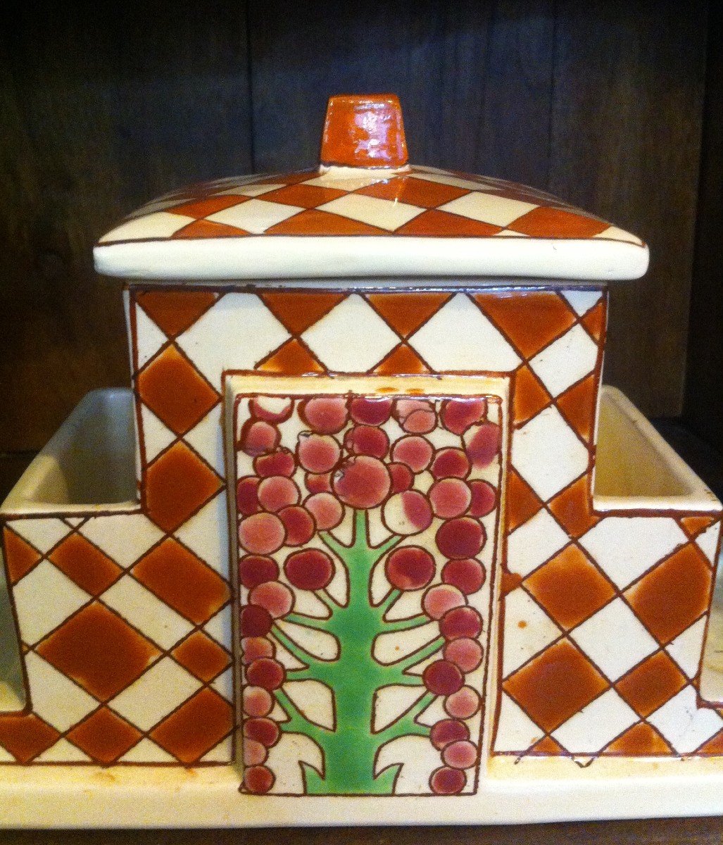 De Longwy Tobacco Jar, Art Deco Period-photo-7