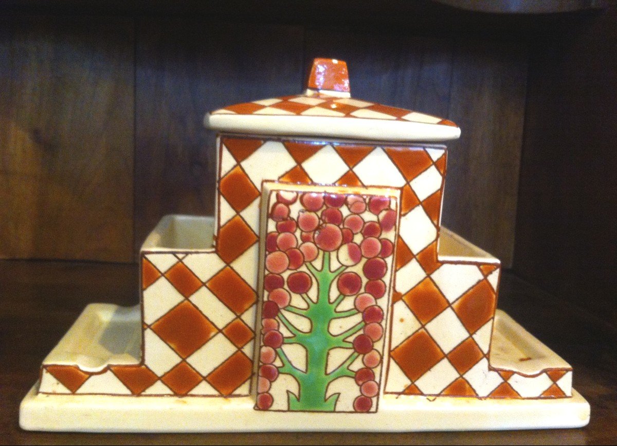 De Longwy Tobacco Jar, Art Deco Period-photo-8