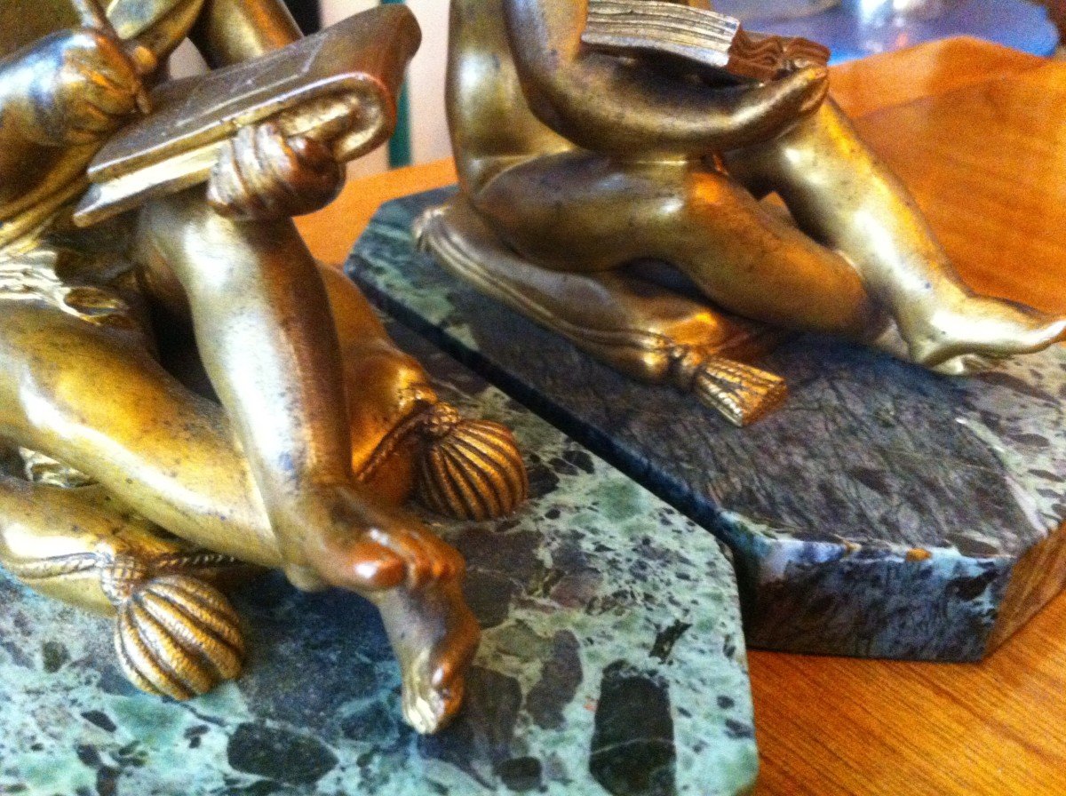 Bookends In Bronze Reading And Writing-photo-1