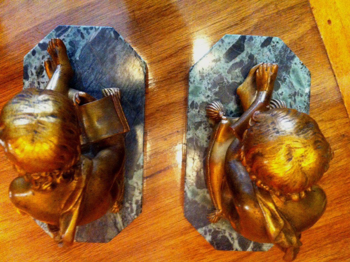 Bookends In Bronze Reading And Writing-photo-4