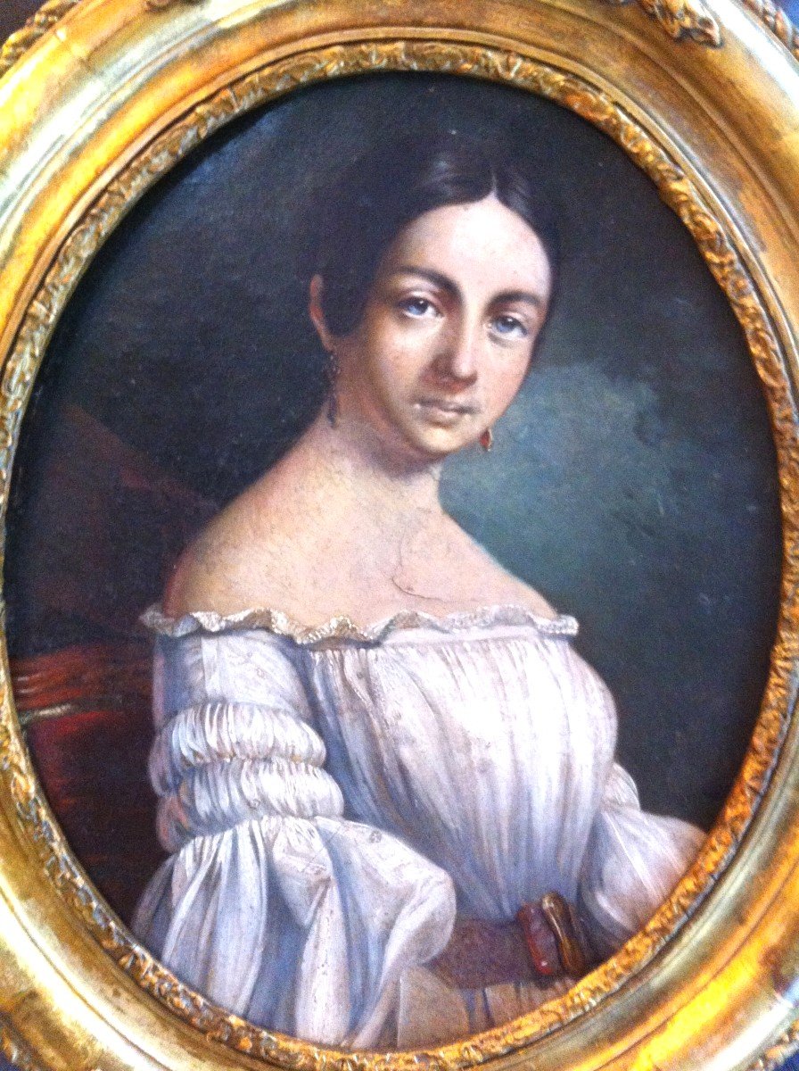 Portrait De Jeune femme XIX ème-photo-2