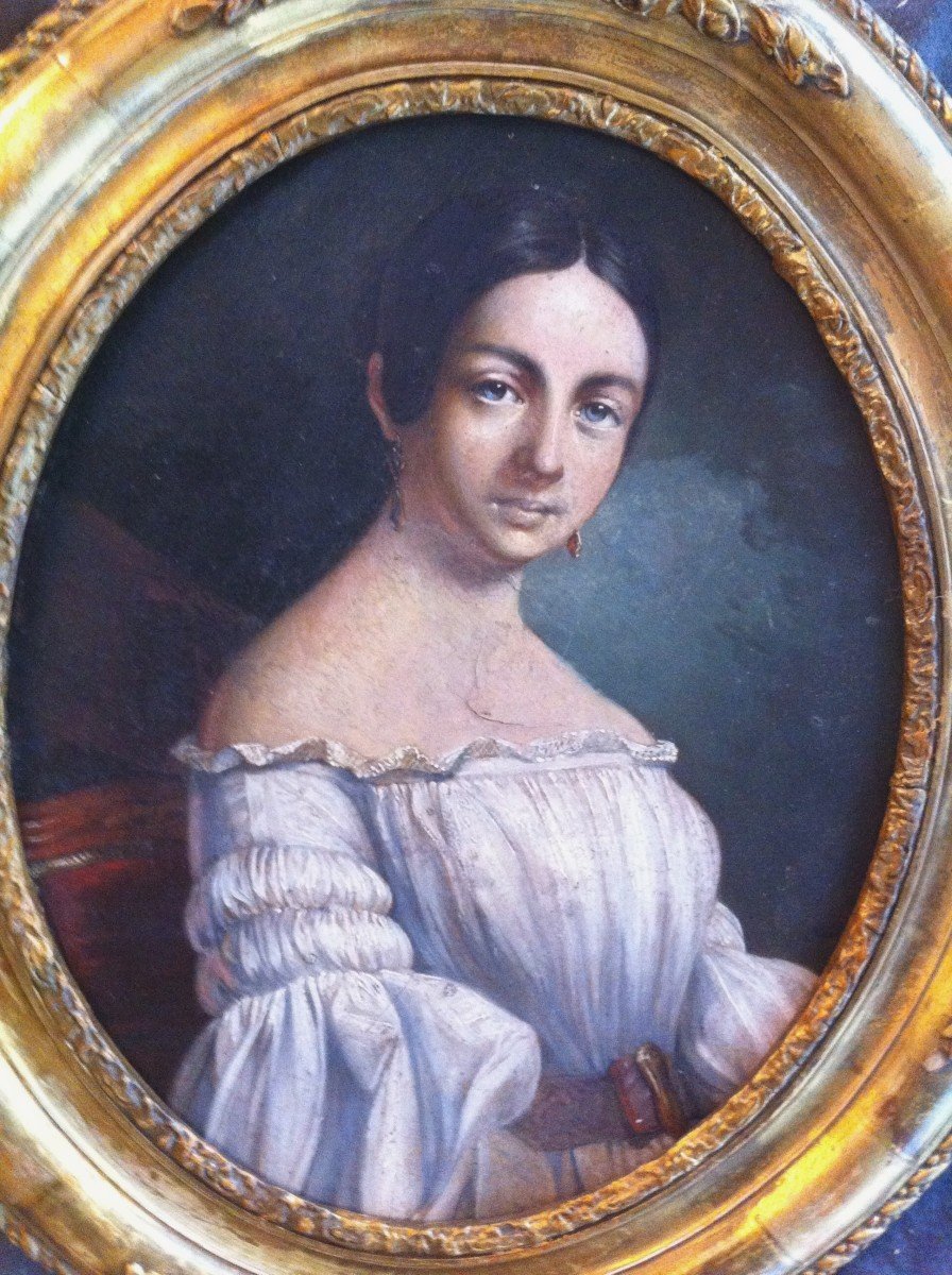 Portrait De Jeune femme XIX ème-photo-2