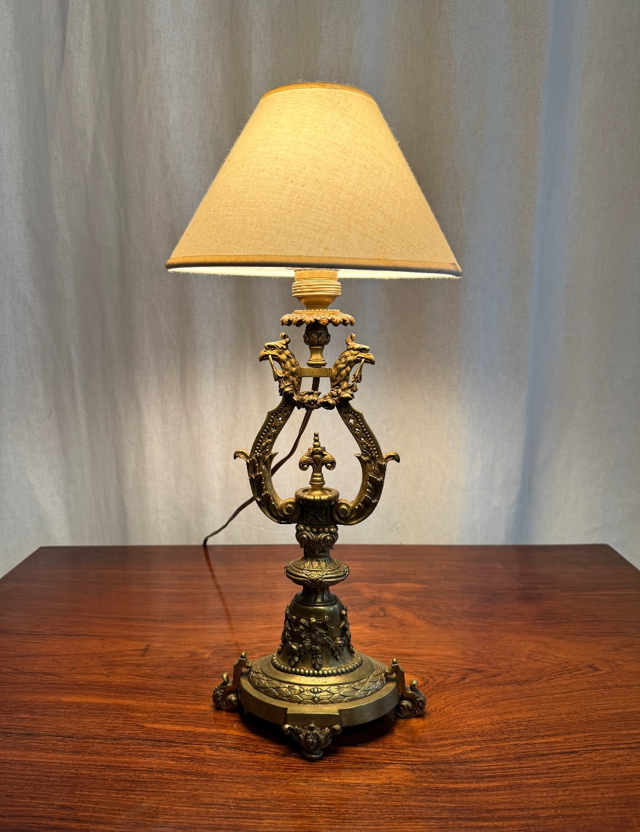 Lampe lyre d'époque Empire